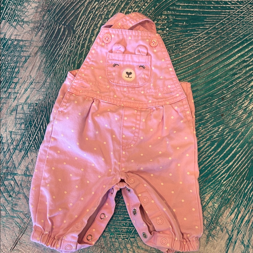 Adorable Pink Overalls with Bear Face